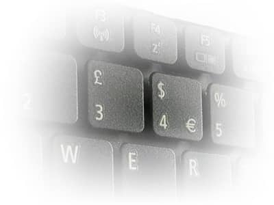 Picture of £, $ and € on UK keyboard demonstrating great value