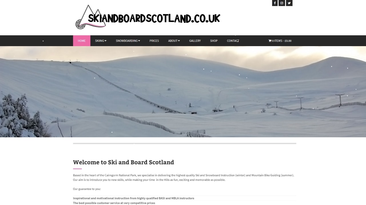 skiandboardscotland.co.uk home page desktop